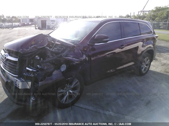 5TDZKRFH0GS160115 - 2016 TOYOTA HIGHLANDER LE/LE PLUS მუქწითელი ფოტო 2