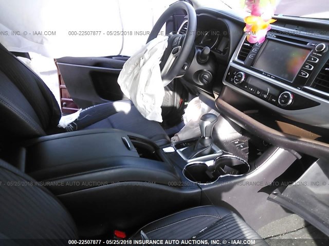 5TDZKRFH0GS160115 - 2016 TOYOTA HIGHLANDER LE/LE PLUS მუქწითელი ფოტო 5
