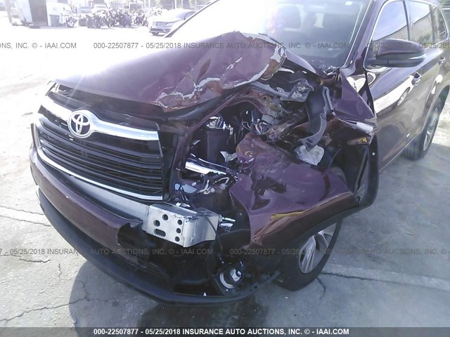5TDZKRFH0GS160115 - 2016 TOYOTA HIGHLANDER LE/LE PLUS მუქწითელი ფოტო 6