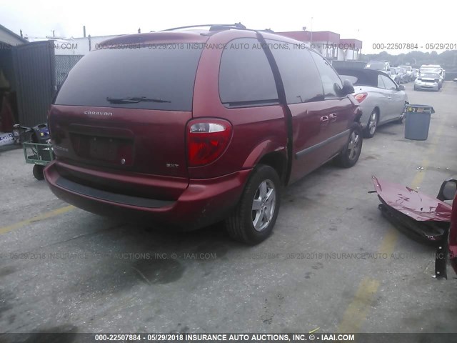 1D4GP45R65B137211 - 2005 DODGE CARAVAN SXT BURGUNDY photo 4