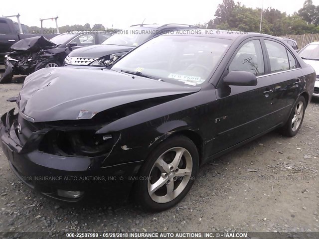 5NPEU46F26H021201 - 2006 HYUNDAI SONATA GLS/LX BLACK photo 2