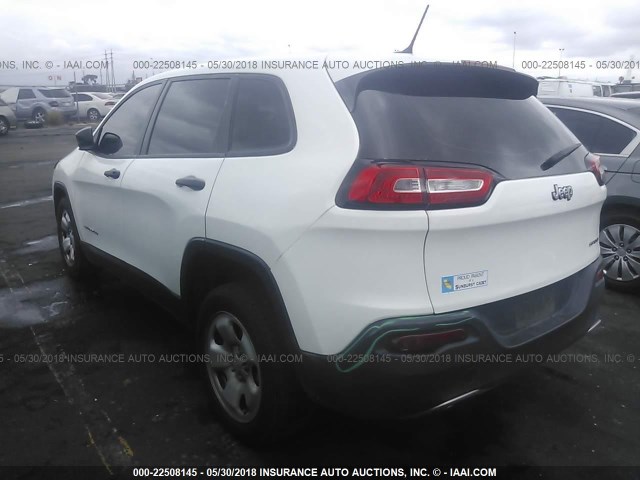 1C4PJLAB4FW660920 - 2015 JEEP CHEROKEE SPORT WHITE photo 3