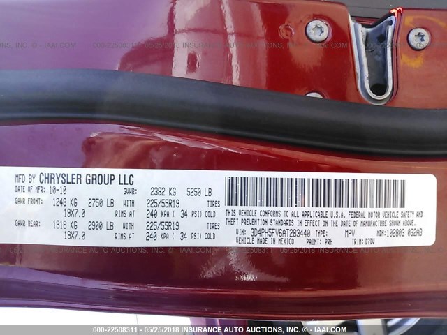 3D4PH5FV6AT283440 - 2010 DODGE JOURNEY SXT BURGUNDY photo 9