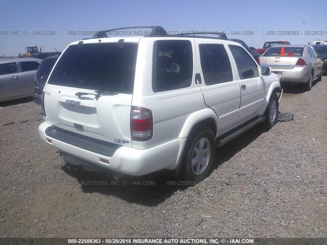 JN8DR09X41W571677 - 2001 NISSAN PATHFINDER LE/SE/XE WHITE photo 4