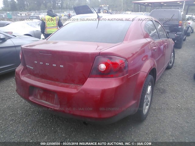 1C3CDZCB2CN156474 - 2012 DODGE AVENGER SXT RED photo 4