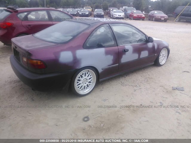 1HGEJ2127RL030303 - 1994 HONDA CIVIC DX PURPLE photo 4