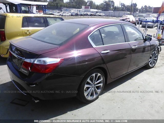 1HGCR2F53FA075488 - 2015 HONDA ACCORD SPORT BURGUNDY photo 4