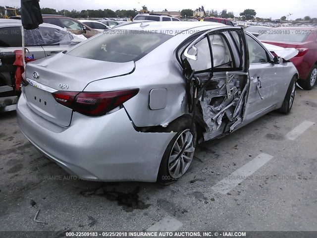 JN1CV7AP8JM240476 - 2018 INFINITI Q50 PURE/LUXE SILVER photo 4