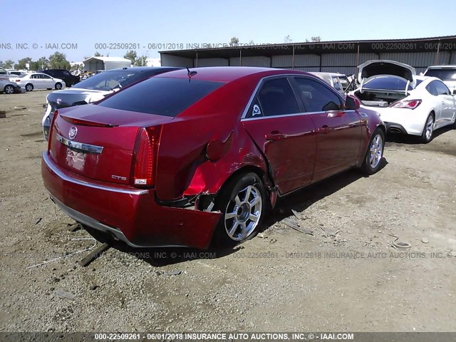 1G6DR57V980214618 - 2008 CADILLAC CTS HI FEATURE V6 RED photo 4