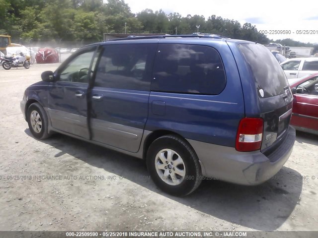 KNDUP131646602346 - 2004 KIA SEDONA EX/LX BLUE photo 3