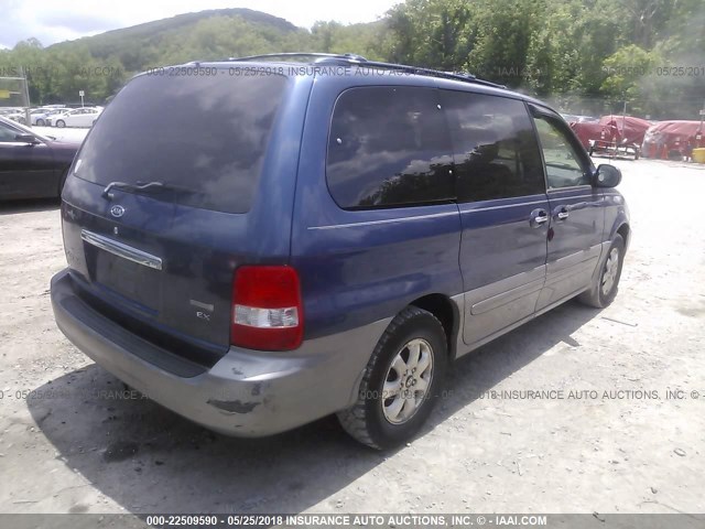 KNDUP131646602346 - 2004 KIA SEDONA EX/LX BLUE photo 4