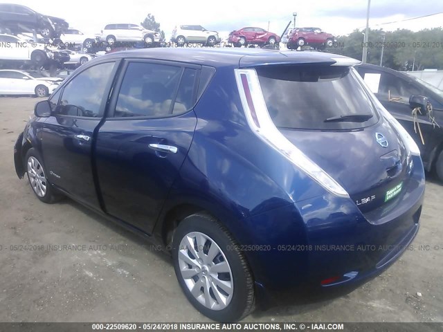 1N4AZ0CPXGC307368 - 2016 NISSAN LEAF S BLUE photo 3