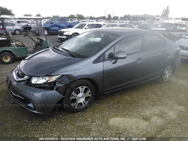 19XFB4F37DE200853 - 2013 HONDA CIVIC HYBRID L GRAY photo 2