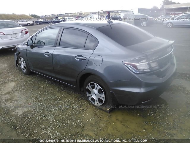 19XFB4F37DE200853 - 2013 HONDA CIVIC HYBRID L GRAY photo 3