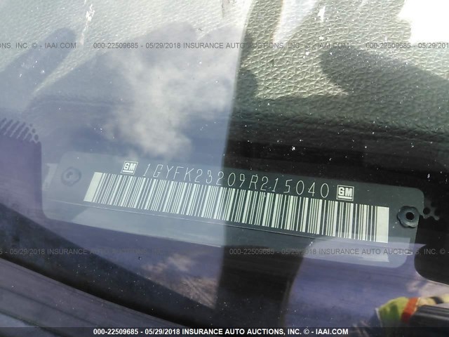1GYFK23209R215040 - 2009 CADILLAC ESCALADE LUXURY შავი ფოტო 9