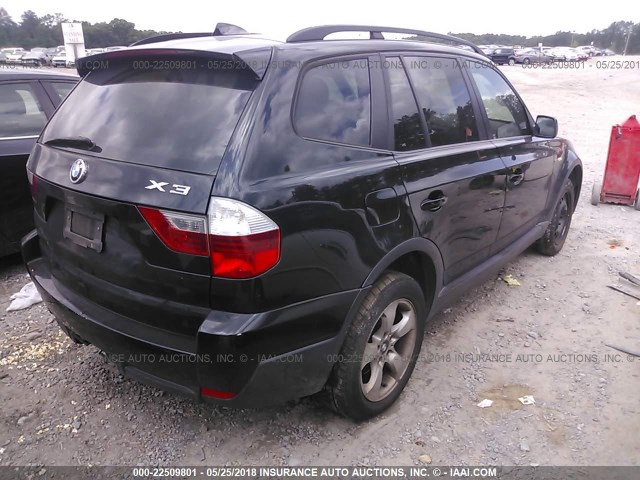 WBXPC93467WF26445 - 2007 BMW X3 3.0SI BLACK photo 4