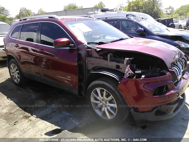 1C4PJMDS8EW152322 - 2014 JEEP CHEROKEE LIMITED RED photo 1