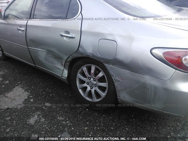 JTHBA30G645041387 - 2004 LEXUS ES 330 SILVER photo 6