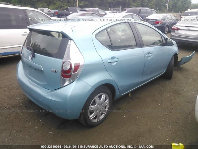 JTDKDTB3XE1078101 - 2014 TOYOTA PRIUS C Light Blue photo 4