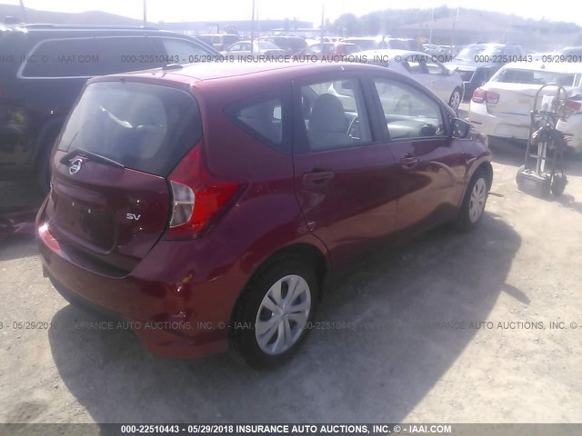 3N1CE2CP0HL355089 - 2017 NISSAN VERSA NOTE S/S PLUS/SV/SL/SR RED photo 4