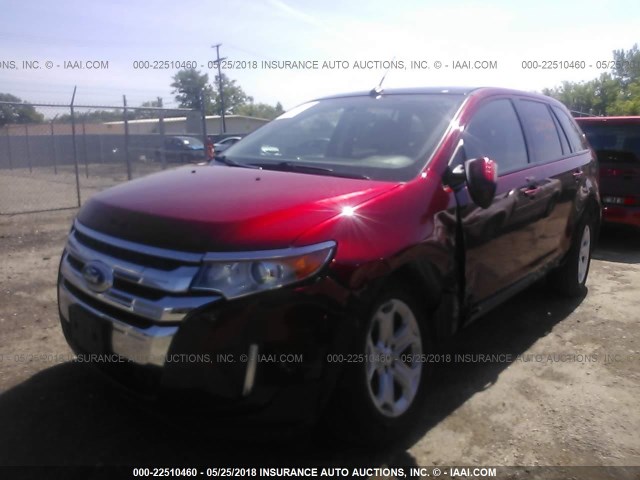 2FMDK3JC5DBC29540 - 2013 FORD EDGE SEL RED photo 2