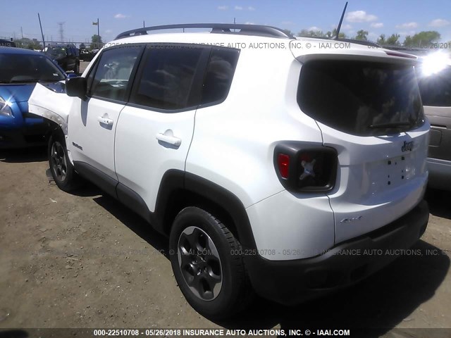 ZACCJBAB8HPG39917 - 2017 JEEP RENEGADE SPORT Սպիտակ լուսանկար 3