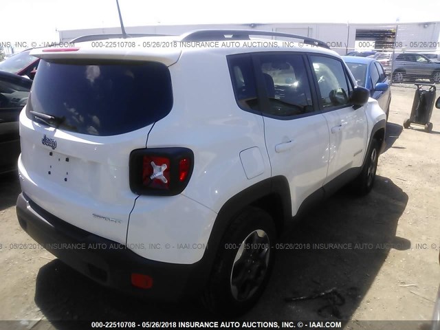 ZACCJBAB8HPG39917 - 2017 JEEP RENEGADE SPORT Սպիտակ լուսանկար 4