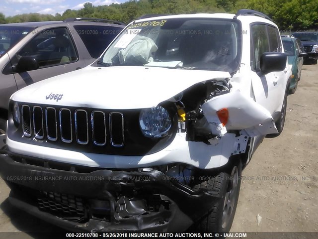 ZACCJBAB8HPG39917 - 2017 JEEP RENEGADE SPORT Սպիտակ լուսանկար 6