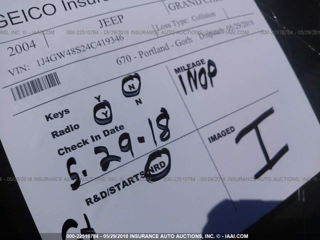 1J4GW48S24C419346 - 2004 JEEP GRAND CHEROKEE LAREDO/COLUMBIA/FREEDOM 银色 照片 7