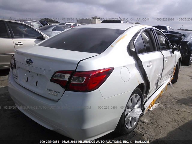 4S3BNAB67H3005501 - 2017 SUBARU LEGACY 2.5I WHITE photo 4