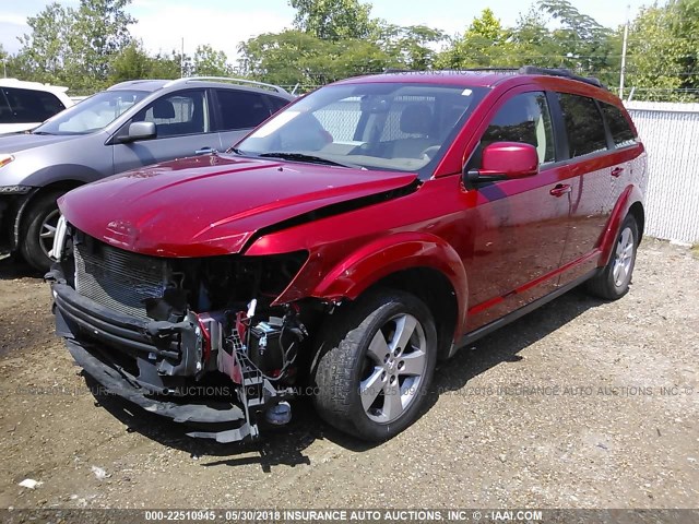 3D4PG5FV8AT118797 - 2010 DODGE JOURNEY SXT RED photo 2