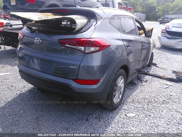 KM8J3CA47GU119497 - 2016 HYUNDAI TUCSON LIMITED/SPORT AND ECO/SE GRAY photo 4