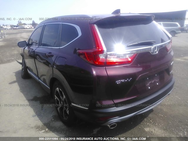 2HKRW2H99HH674697 - 2017 HONDA CR-V TOURING BURGUNDY photo 3