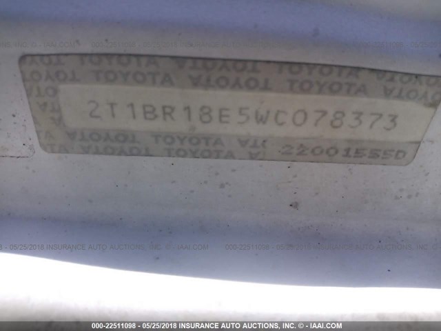 2T1BR18E5WC078373 - 1998 TOYOTA COROLLA VE/CE/LE 白色 照片 9