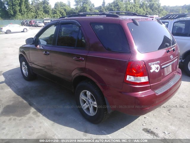 KNDJC733855401266 - 2005 KIA SORENTO EX/LX MAROON photo 3