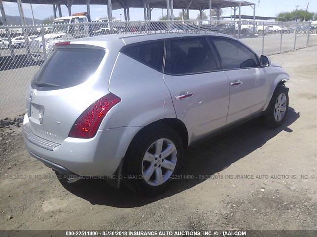 JN8AZ08T77W505067 - 2007 NISSAN MURANO SL/SE/S SILVER photo 4