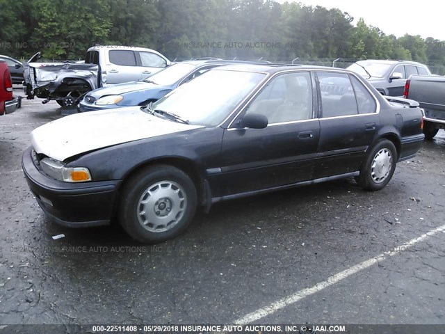 1HGCB767XNA008100 - 1992 HONDA ACCORD EX BLACK photo 2