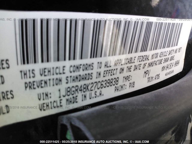 1J8GR48K27C639838 - 2007 JEEP GRAND CHEROKEE LAREDO/COLUMBIA/FREEDOM 黑色 照片 9