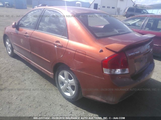 KNAFE221295026965 - 2009 KIA SPECTRA EX/LX/SX ORANGE photo 3