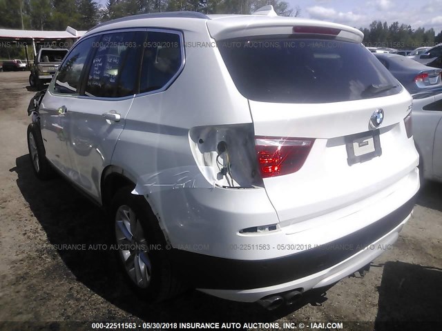 5UXWX9C57D0A27009 - 2013 BMW X3 XDRIVE28I WHITE photo 3