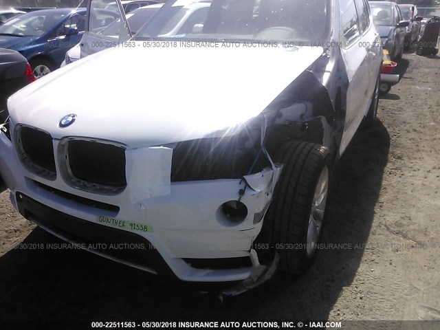 5UXWX9C57D0A27009 - 2013 BMW X3 XDRIVE28I WHITE photo 6