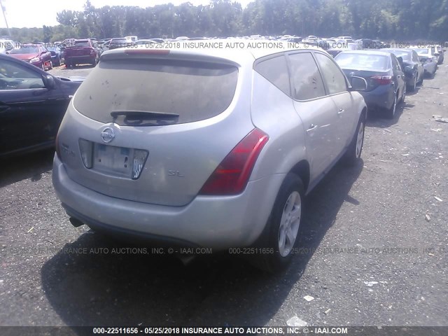 JN8AZ08T75W312043 - 2005 NISSAN MURANO SL/SE/S SILVER photo 4