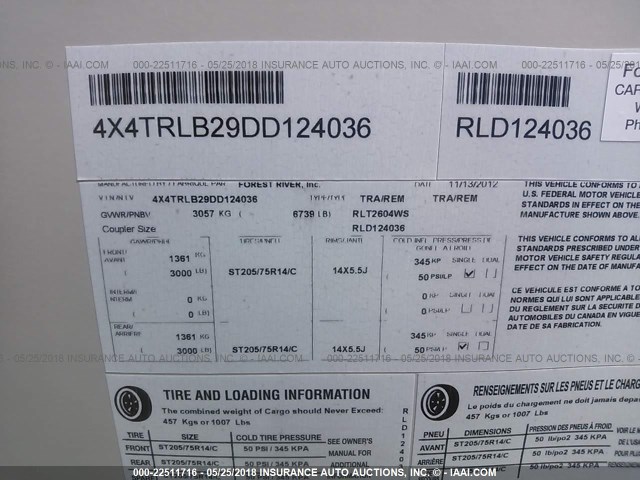 4X4TRLB29DD124036 - 2013 FOREST RIVER ROCKWOOD 2604  米色 照片 9