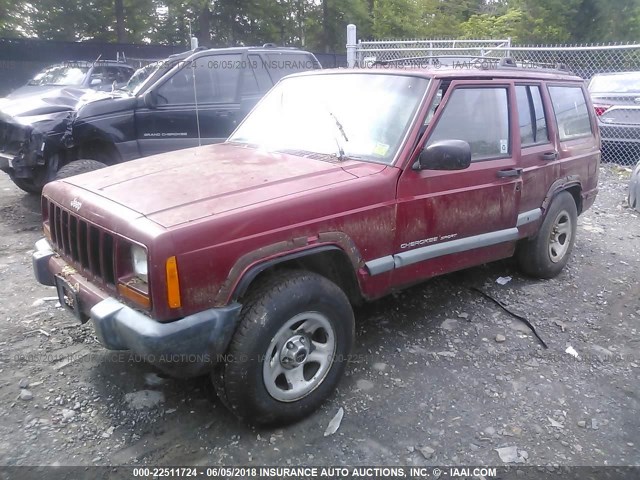 1J4FF68S8XL563382 - 1999 JEEP CHEROKEE SPORT/CLASSIC RED photo 2