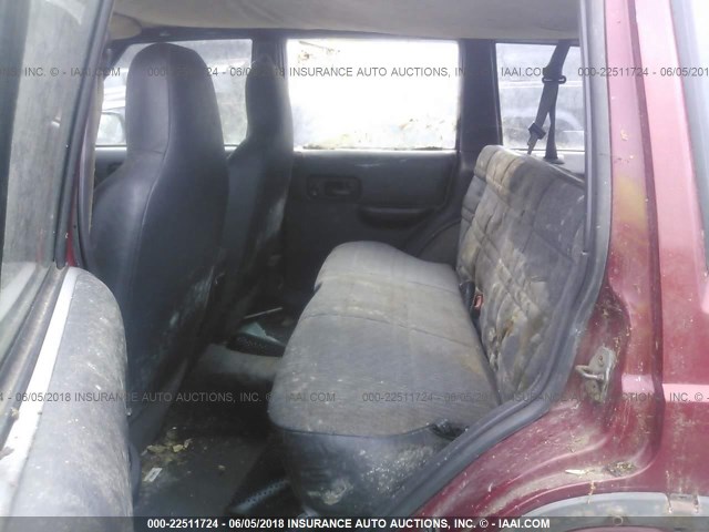 1J4FF68S8XL563382 - 1999 JEEP CHEROKEE SPORT/CLASSIC წითელი ფოტო 8