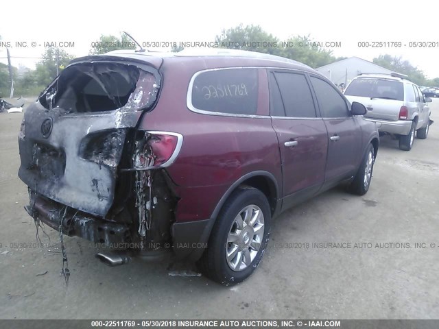 5GAKVBED2BJ121290 - 2011 BUICK ENCLAVE CXL RED photo 4