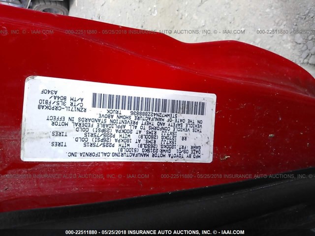 5TEWM72N42Z888836 - 2002 TOYOTA TACOMA XTRACAB RED photo 9