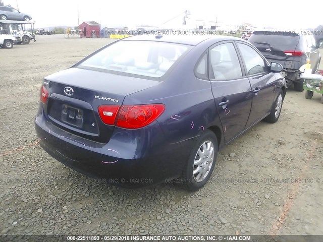 KMHDU46D58U482987 - 2008 HYUNDAI ELANTRA GLS/SE/LIMITED BLUE photo 4