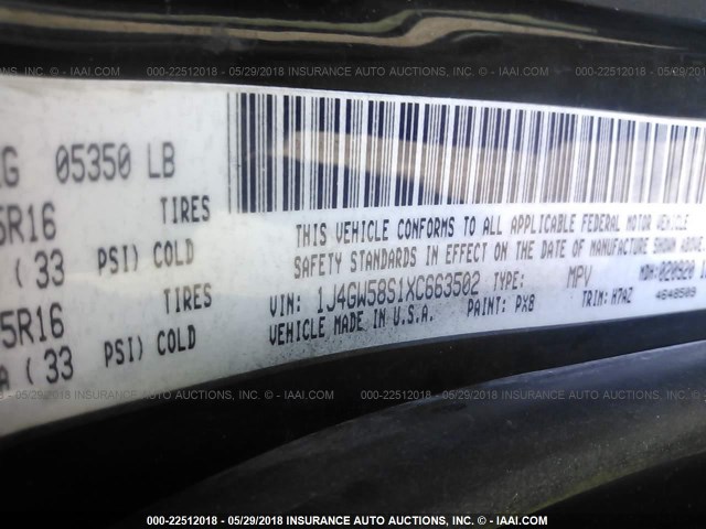 1J4GW58S1XC663502 - 1999 JEEP GRAND CHEROKEE LAREDO 黑色 照片 9