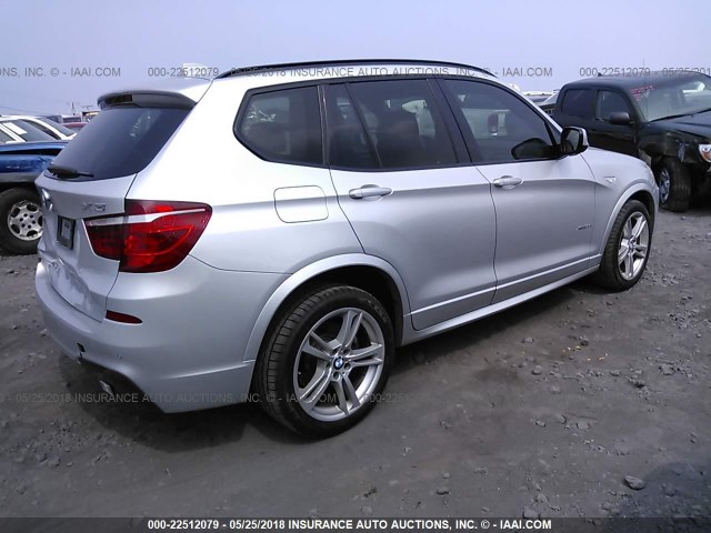 5UXWX7C52BL731759 - 2011 BMW X3 XDRIVE35I SILVER photo 4